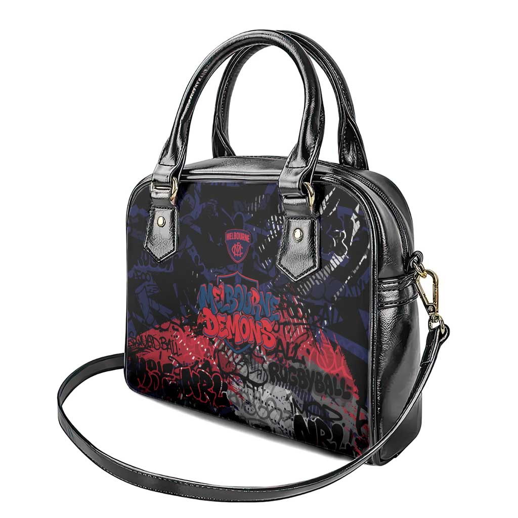 Melbourne Demons Shoulder Handbag Urban Graffiti Street Art - Bold Abstract Spray Paint