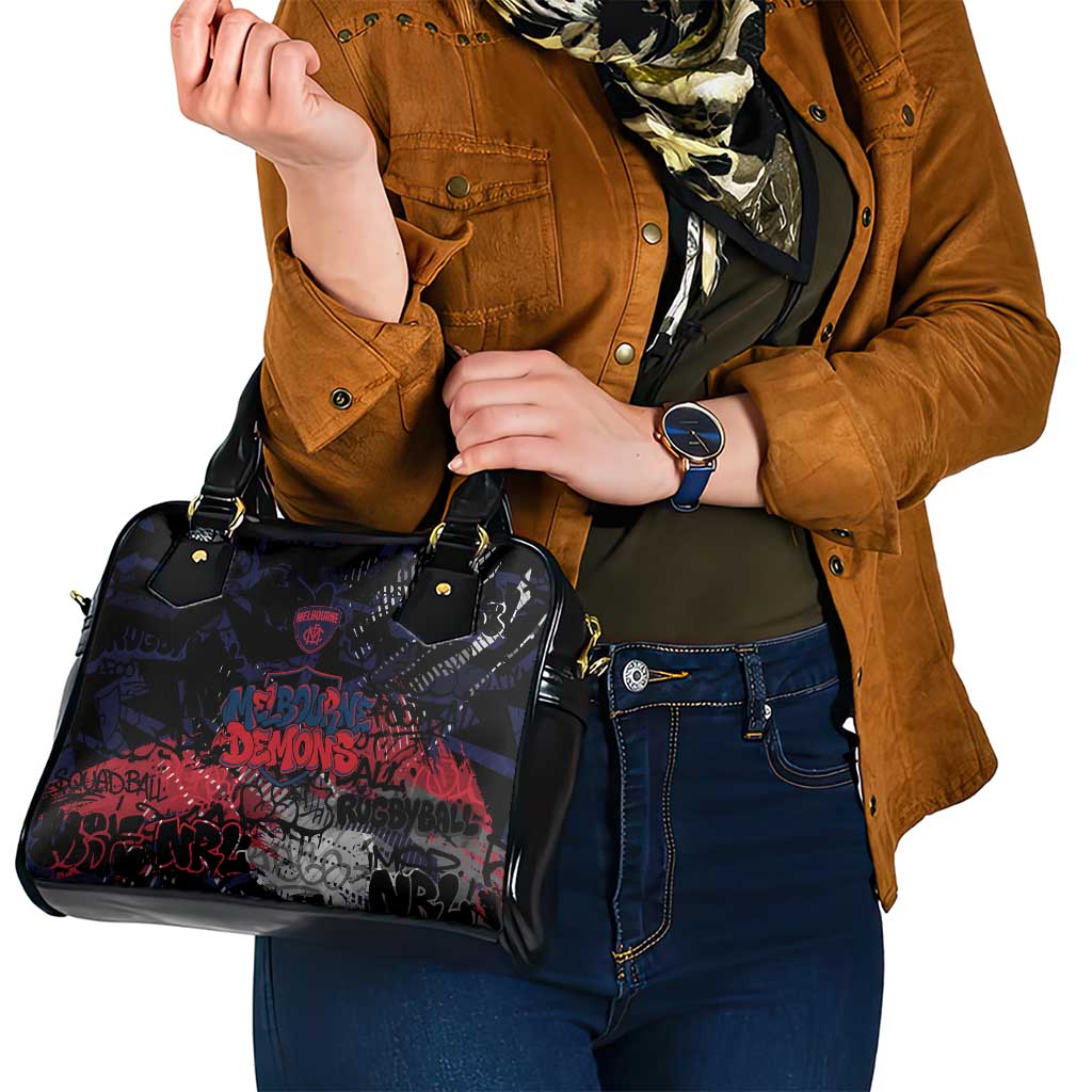 Melbourne Demons Shoulder Handbag Urban Graffiti Street Art - Bold Abstract Spray Paint