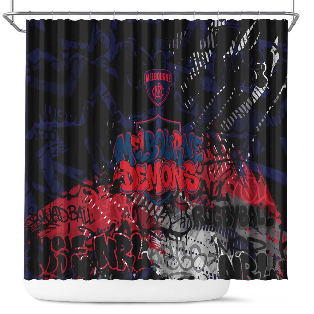 Melbourne Demons Shower Curtain Urban Graffiti Street Art - Bold Abstract Spray Paint