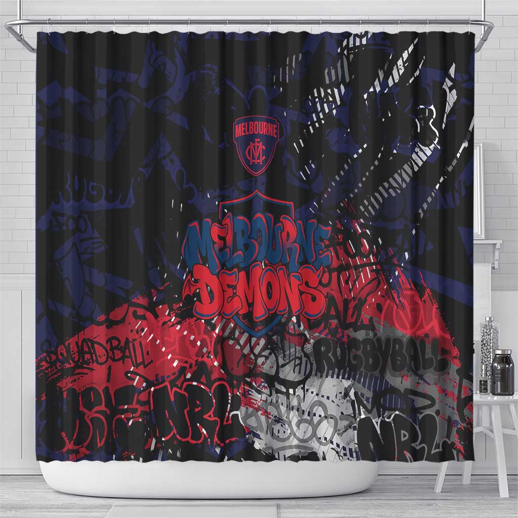 Melbourne Demons Shower Curtain Urban Graffiti Street Art - Bold Abstract Spray Paint
