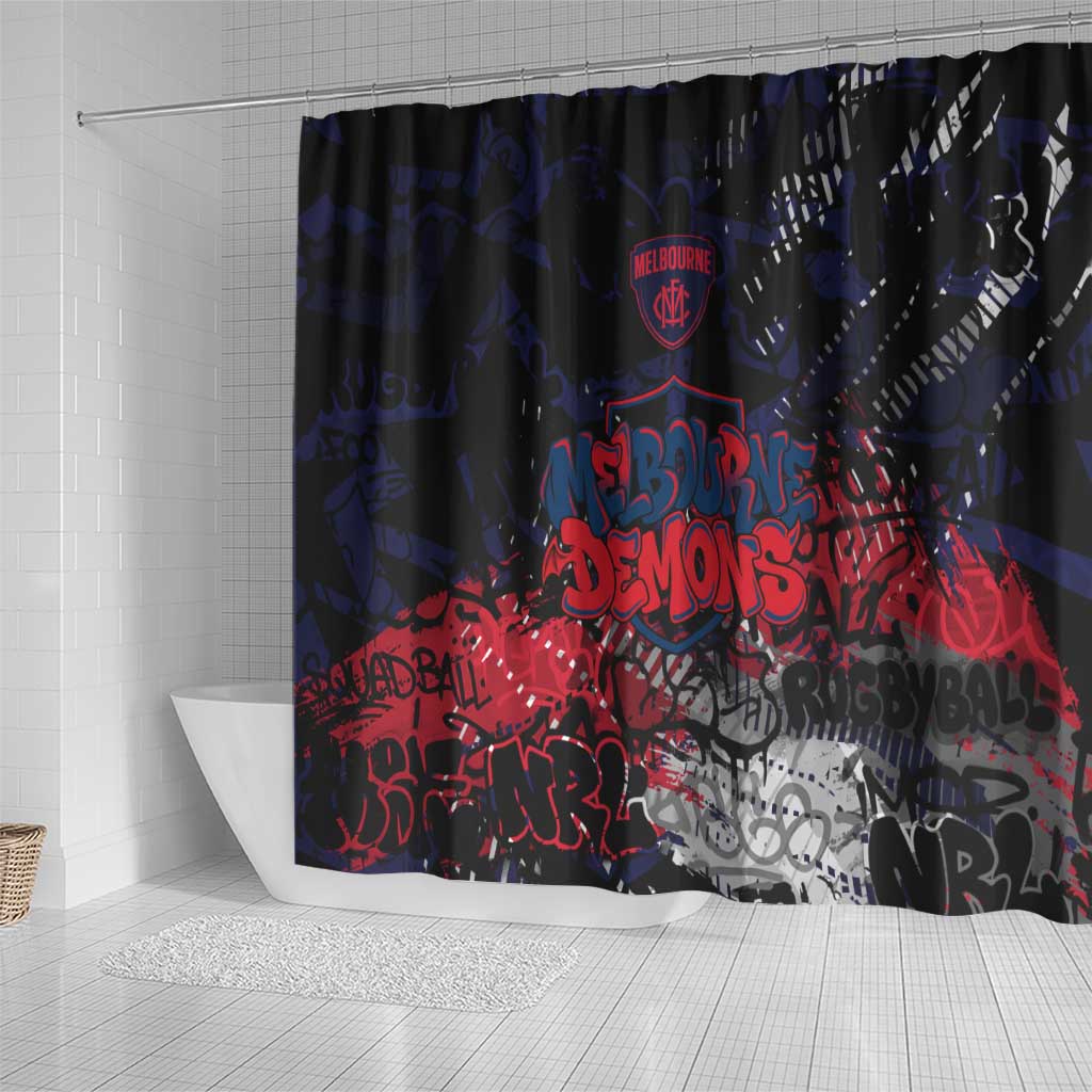 Melbourne Demons Shower Curtain Urban Graffiti Street Art - Bold Abstract Spray Paint