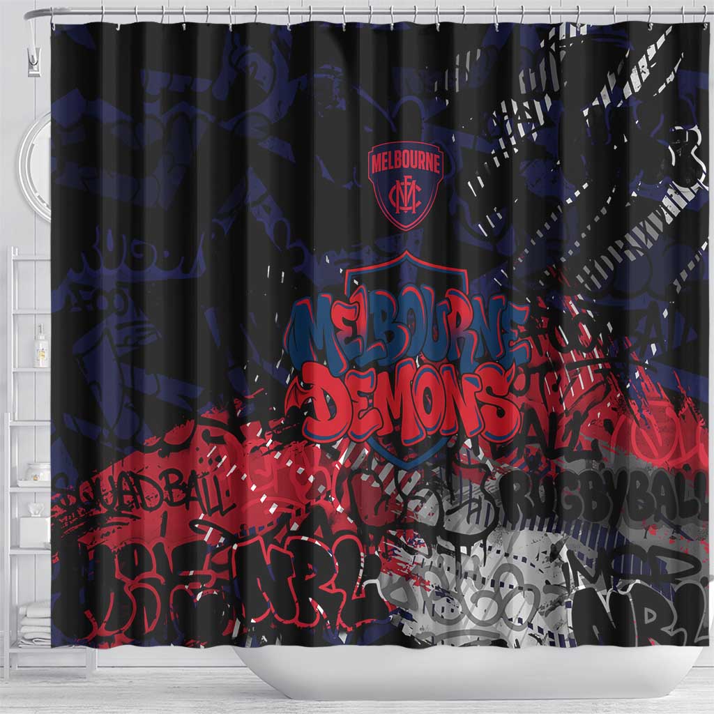 Melbourne Demons Shower Curtain Urban Graffiti Street Art - Bold Abstract Spray Paint
