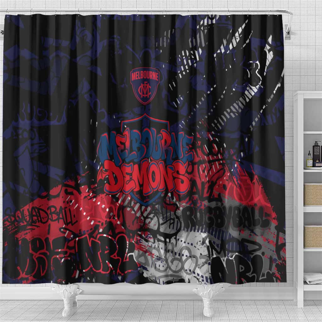 Melbourne Demons Shower Curtain Urban Graffiti Street Art - Bold Abstract Spray Paint