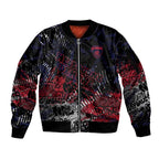 Melbourne Demons Sleeve Zip Bomber Jacket Urban Graffiti Street Art - Bold Abstract Spray Paint
