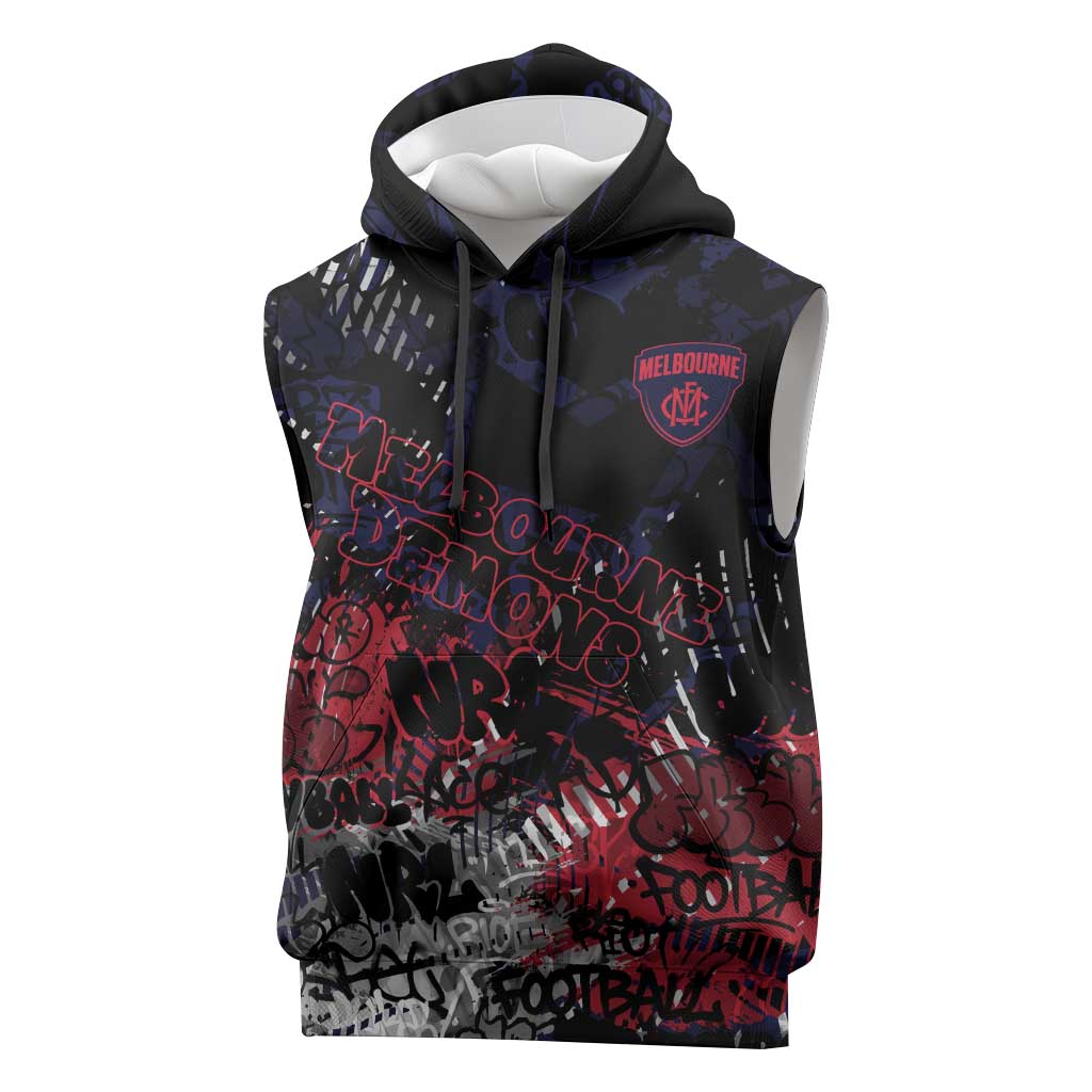 Melbourne Demons Sleeveless Hoodie Urban Graffiti Street Art - Bold Abstract Spray Paint