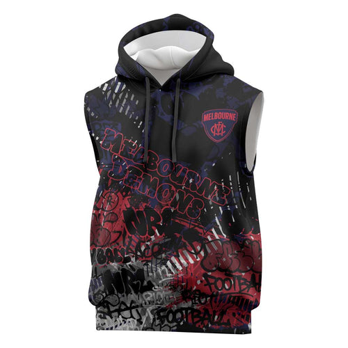 Melbourne Demons Sleeveless Hoodie Urban Graffiti Street Art - Bold Abstract Spray Paint