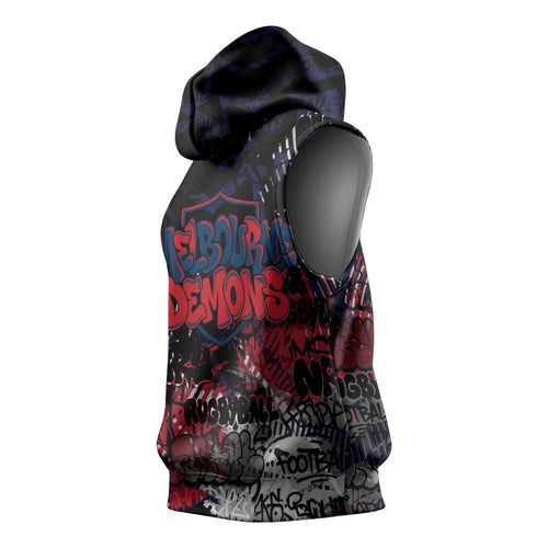 Melbourne Demons Sleeveless Hoodie Urban Graffiti Street Art - Bold Abstract Spray Paint