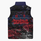 Melbourne Demons Sleeveless Puffer Jacket Urban Graffiti Street Art - Bold Abstract Spray Paint