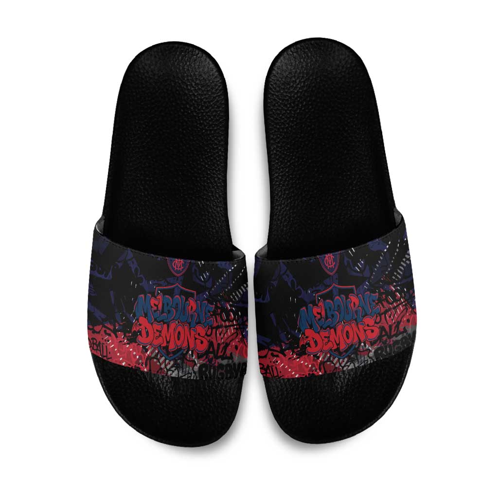 Melbourne Demons Slide Sandals Urban Graffiti Street Art - Bold Abstract Spray Paint
