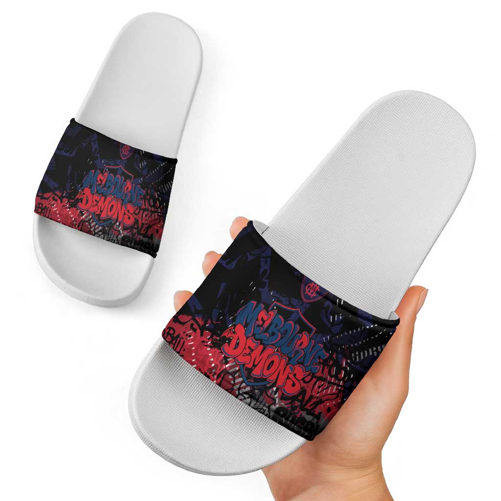 Melbourne Demons Slide Sandals Urban Graffiti Street Art - Bold Abstract Spray Paint