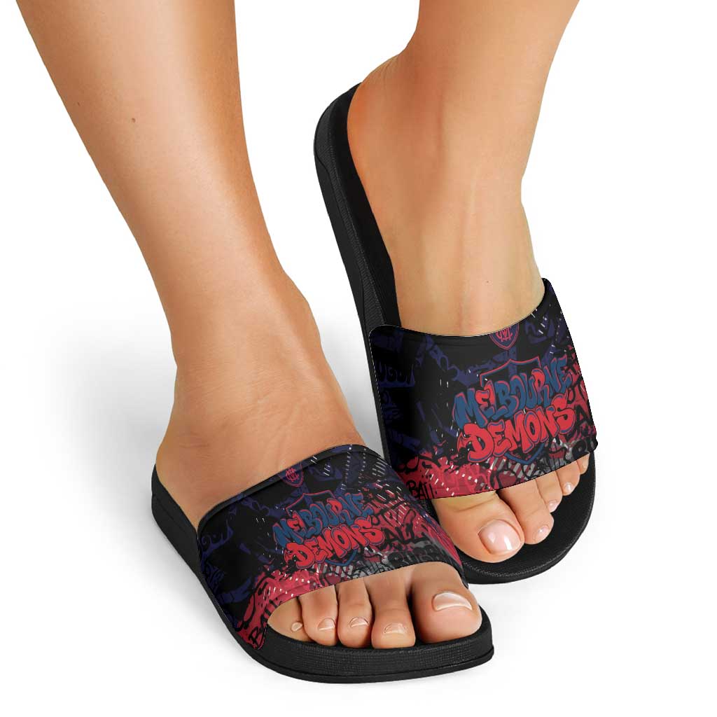 Melbourne Demons Slide Sandals Urban Graffiti Street Art - Bold Abstract Spray Paint