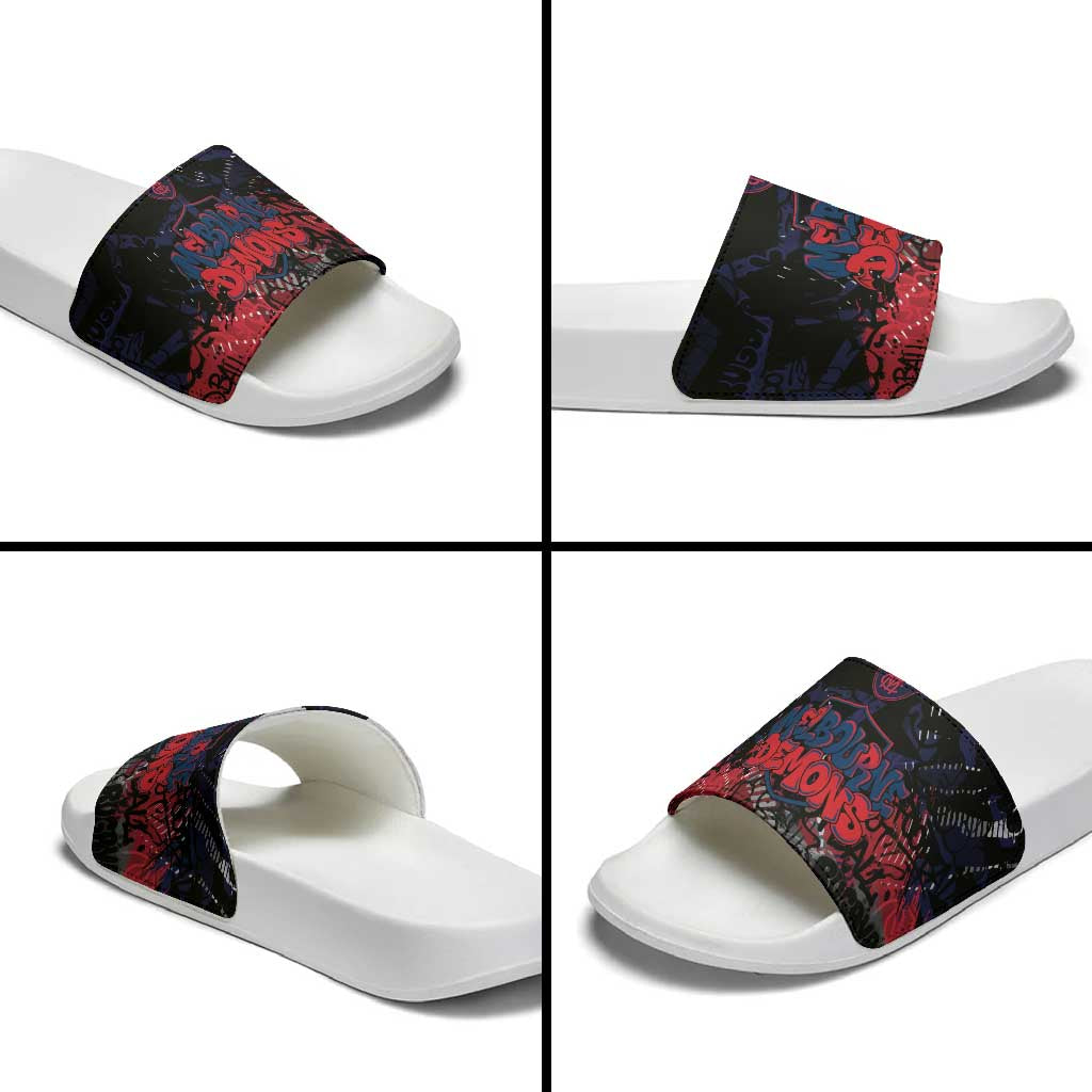 Melbourne Demons Slide Sandals Urban Graffiti Street Art - Bold Abstract Spray Paint