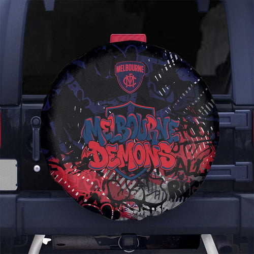 Melbourne Demons Spare Tire Cover Urban Graffiti Street Art - Bold Abstract Spray Paint