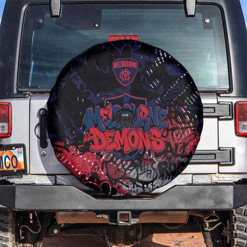 Melbourne Demons Spare Tire Cover Urban Graffiti Street Art - Bold Abstract Spray Paint