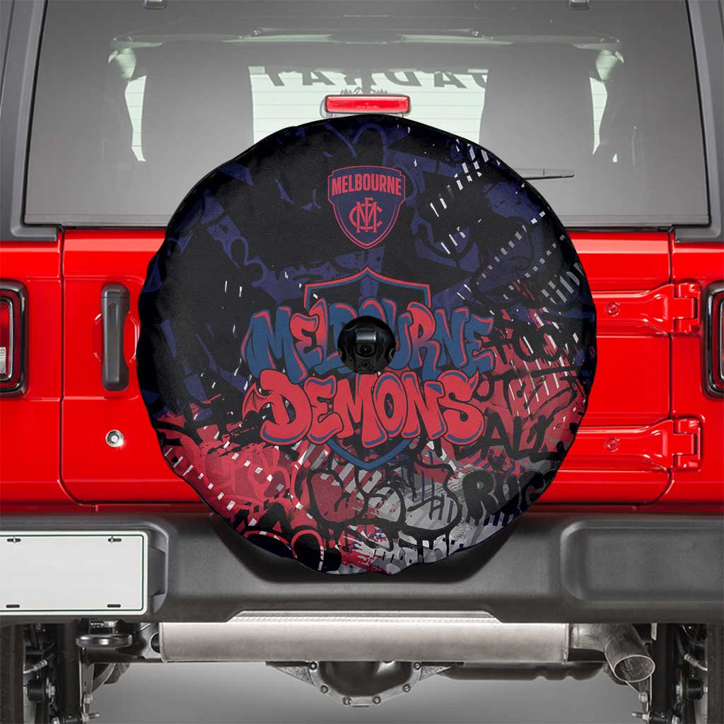Melbourne Demons Spare Tire Cover Urban Graffiti Street Art - Bold Abstract Spray Paint