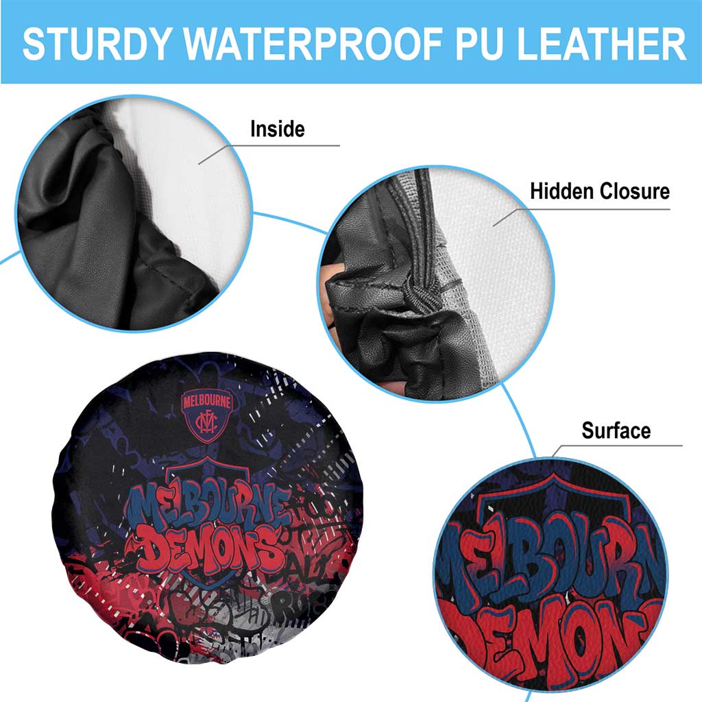 Melbourne Demons Spare Tire Cover Urban Graffiti Street Art - Bold Abstract Spray Paint