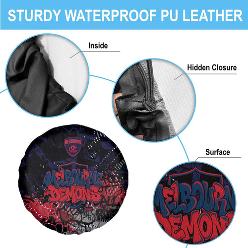 Melbourne Demons Spare Tire Cover Urban Graffiti Street Art - Bold Abstract Spray Paint