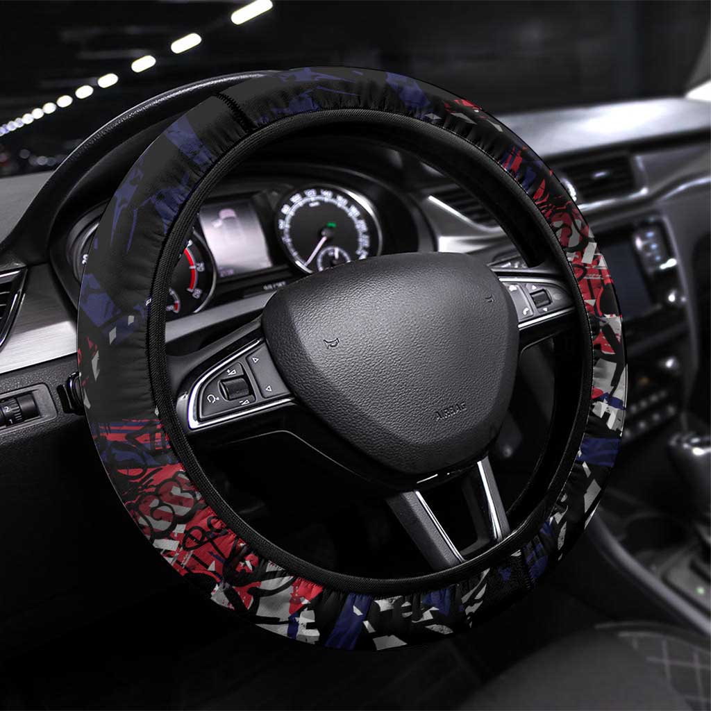 Melbourne Demons Steering Wheel Cover Urban Graffiti Street Art - Bold Abstract Spray Paint