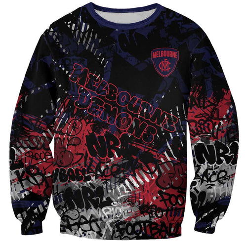Melbourne Demons Sweatshirt Urban Graffiti Street Art - Bold Abstract Spray Paint