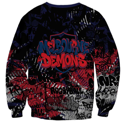 Melbourne Demons Sweatshirt Urban Graffiti Street Art - Bold Abstract Spray Paint
