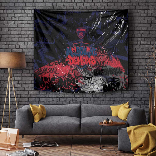 Melbourne Demons Tapestry Urban Graffiti Street Art - Bold Abstract Spray Paint