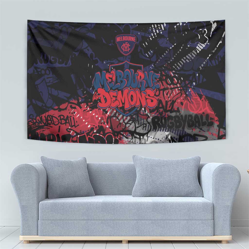 Melbourne Demons Tapestry Urban Graffiti Street Art - Bold Abstract Spray Paint