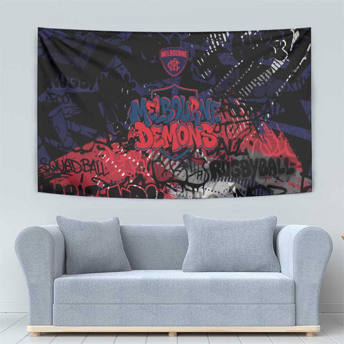 Melbourne Demons Tapestry Urban Graffiti Street Art - Bold Abstract Spray Paint