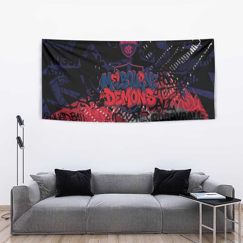 Melbourne Demons Tapestry Urban Graffiti Street Art - Bold Abstract Spray Paint