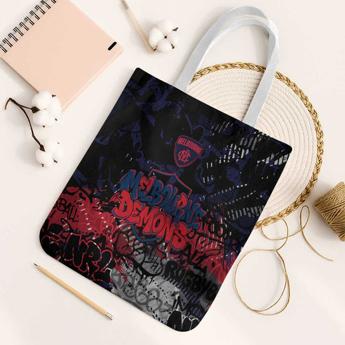 Melbourne Demons Tote Bag Urban Graffiti Street Art - Bold Abstract Spray Paint