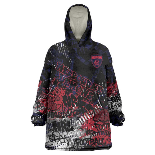 Melbourne Demons Wearable Blanket Hoodie Urban Graffiti Street Art - Bold Abstract Spray Paint