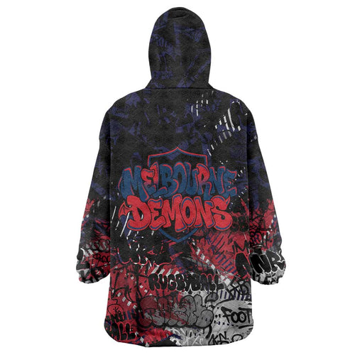 Melbourne Demons Wearable Blanket Hoodie Urban Graffiti Street Art - Bold Abstract Spray Paint