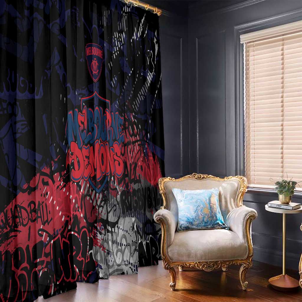 Melbourne Demons Window Curtain Urban Graffiti Street Art - Bold Abstract Spray Paint