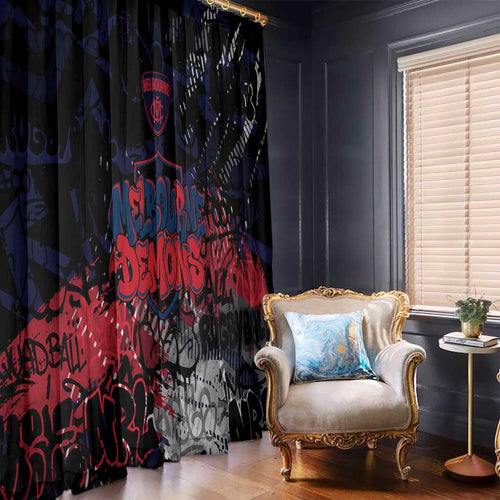 Melbourne Demons Window Curtain Urban Graffiti Street Art - Bold Abstract Spray Paint