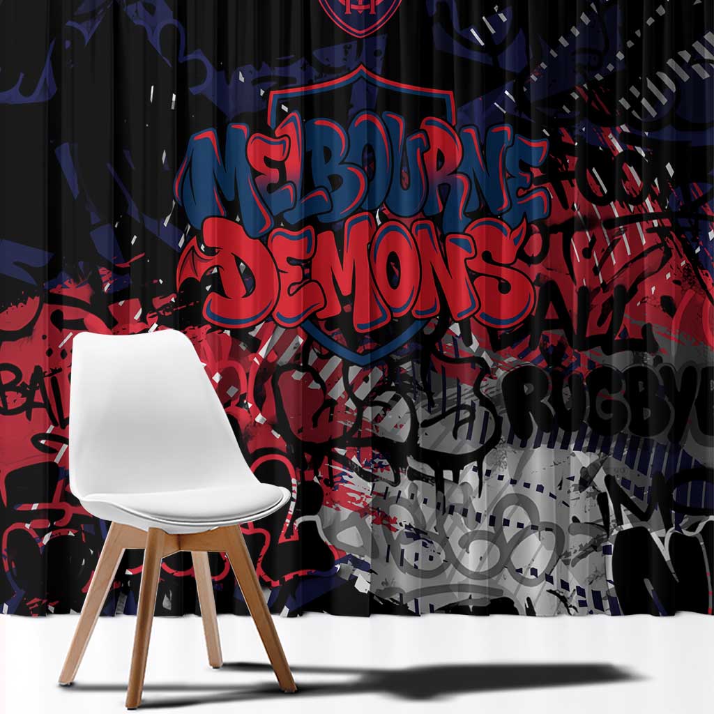 Melbourne Demons Window Curtain Urban Graffiti Street Art - Bold Abstract Spray Paint