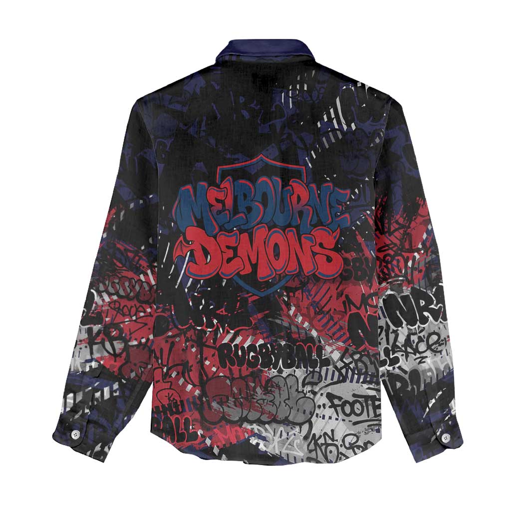 Melbourne Demons Women Casual Shirt Urban Graffiti Street Art - Bold Abstract Spray Paint