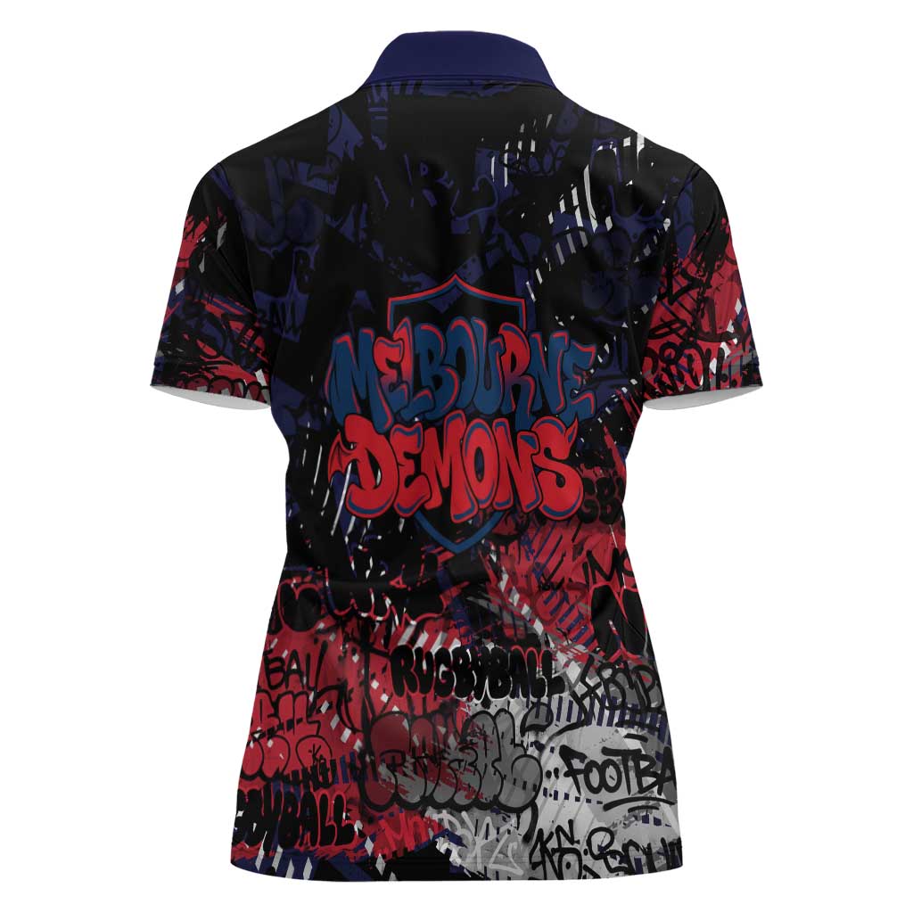 Melbourne Demons Women Polo Shirt Urban Graffiti Street Art - Bold Abstract Spray Paint