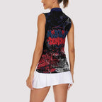 Melbourne Demons Women Sleeveless Polo Shirt Urban Graffiti Street Art - Bold Abstract Spray Paint
