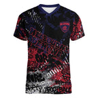 Melbourne Demons Women V-Neck T-Shirt Urban Graffiti Street Art - Bold Abstract Spray Paint