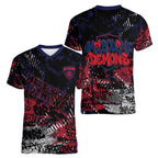 Melbourne Demons Women V-Neck T-Shirt Urban Graffiti Street Art - Bold Abstract Spray Paint