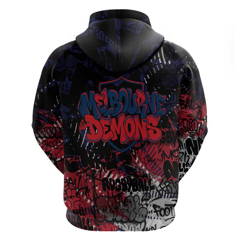 Melbourne Demons Zip Hoodie Urban Graffiti Street Art - Bold Abstract Spray Paint