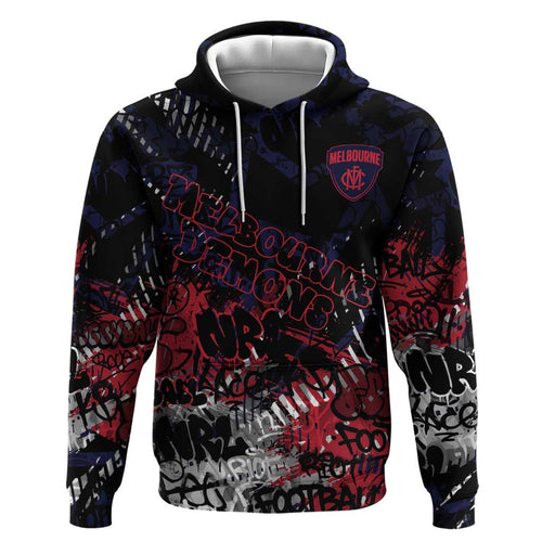 Melbourne Demons Zip Hoodie Urban Graffiti Street Art - Bold Abstract Spray Paint