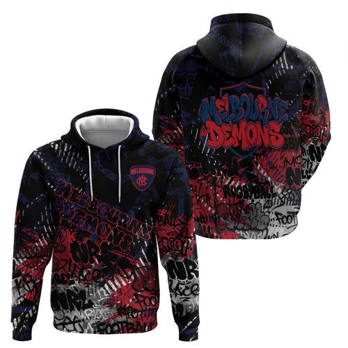 Melbourne Demons Zip Hoodie Urban Graffiti Street Art - Bold Abstract Spray Paint