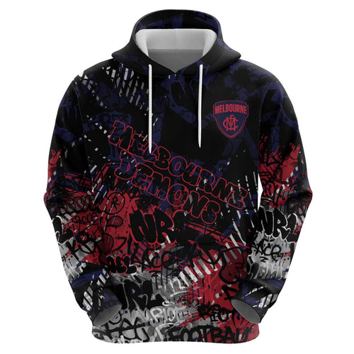 Melbourne Demons Zip Hoodie Urban Graffiti Street Art - Bold Abstract Spray Paint
