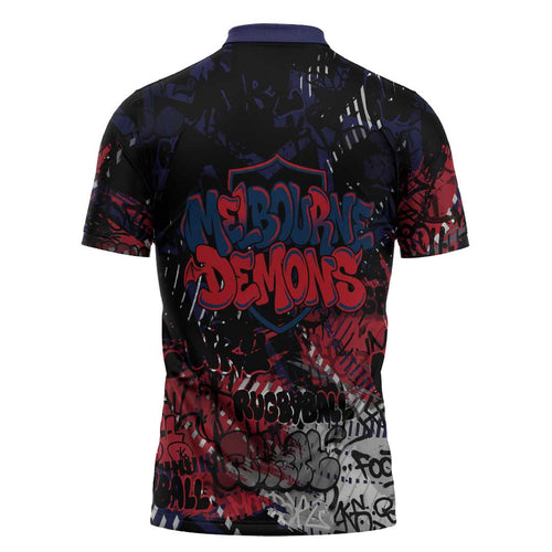 Melbourne Demons Zipper Polo Shirt Urban Graffiti Street Art - Bold Abstract Spray Paint