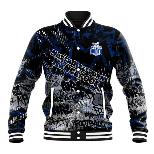 North Melbourne Kangaroos Baseball Jacket Urban Graffiti Street Art - Bold Abstract Spray Paint