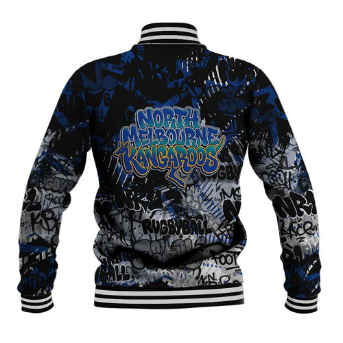 North Melbourne Kangaroos Baseball Jacket Urban Graffiti Street Art - Bold Abstract Spray Paint