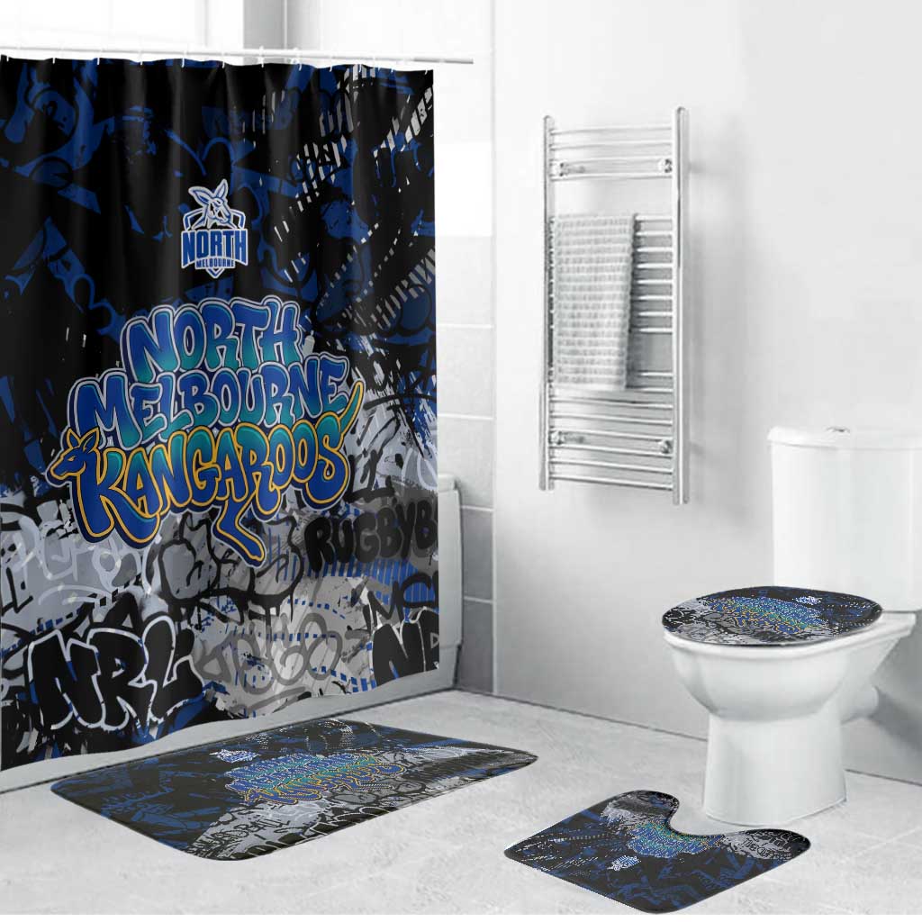 North Melbourne Kangaroos Bathroom Set Urban Graffiti Street Art - Bold Abstract Spray Paint