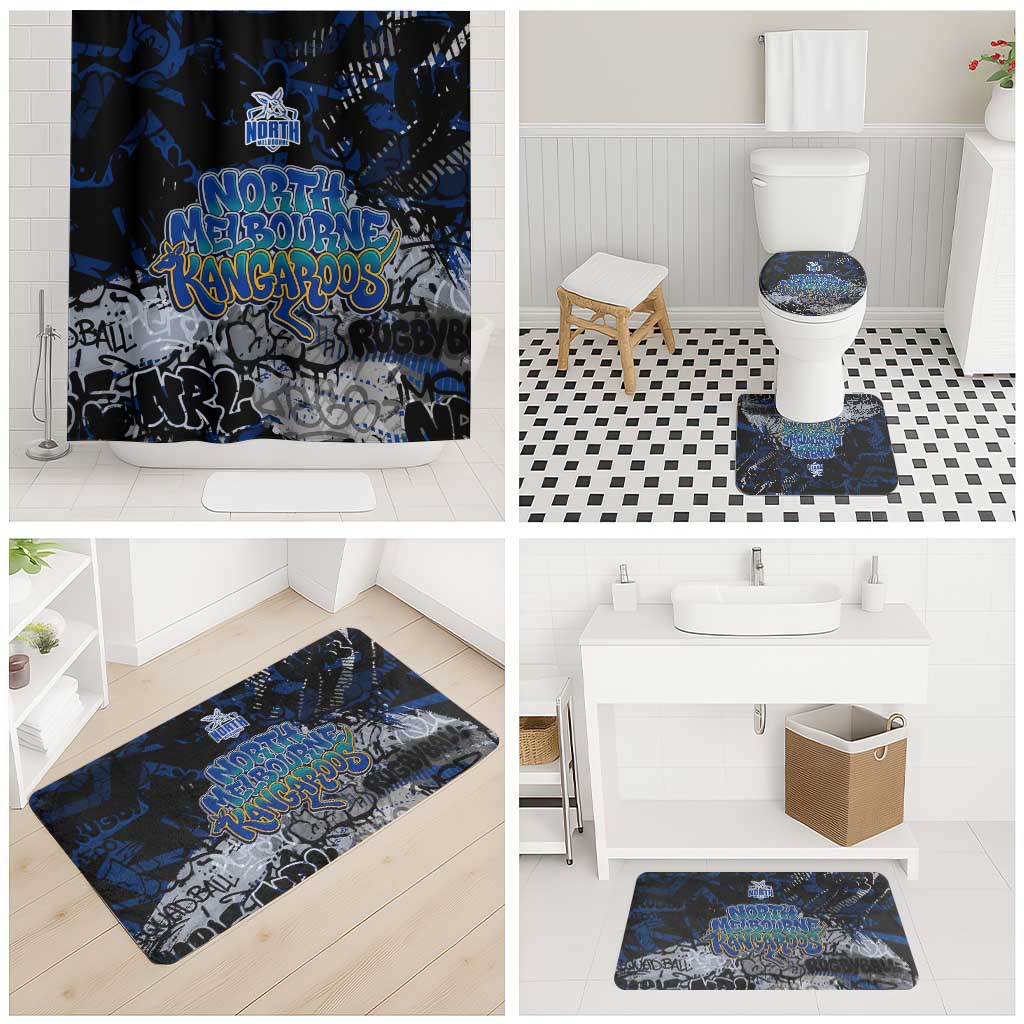 North Melbourne Kangaroos Bathroom Set Urban Graffiti Street Art - Bold Abstract Spray Paint