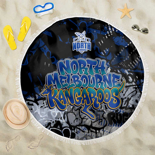 North Melbourne Kangaroos Beach Blanket Urban Graffiti Street Art - Bold Abstract Spray Paint