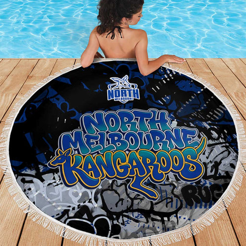 North Melbourne Kangaroos Beach Blanket Urban Graffiti Street Art - Bold Abstract Spray Paint